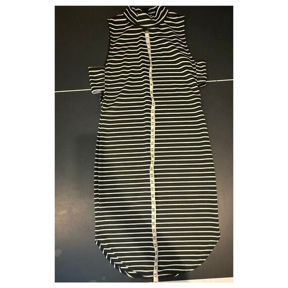 Gianni Bini The Breeze Black White Striped Midi Dress - L - Picture 5 of 6